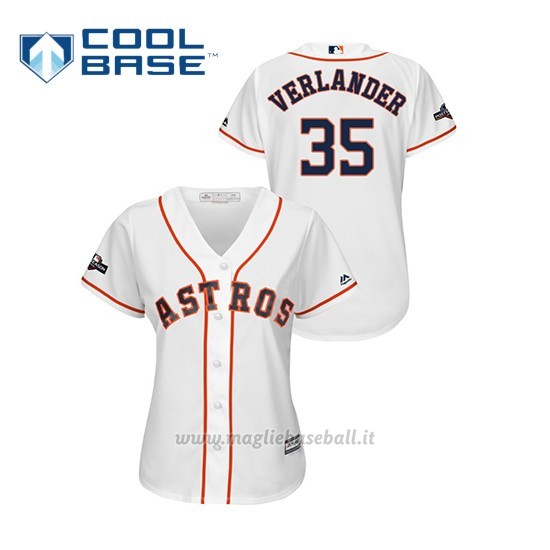Maglia Baseball Donna Houston Astros 35 Justin Verlander 2019 Postseason Cool Base Bianco